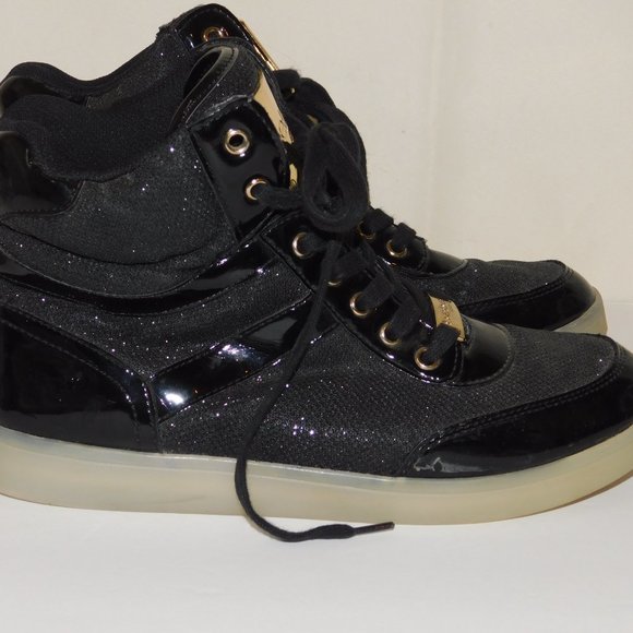 Bebe Sport Krysten Black Metallic Light Up High Top Sneakers Size 8.5 - Picture 6 of 12